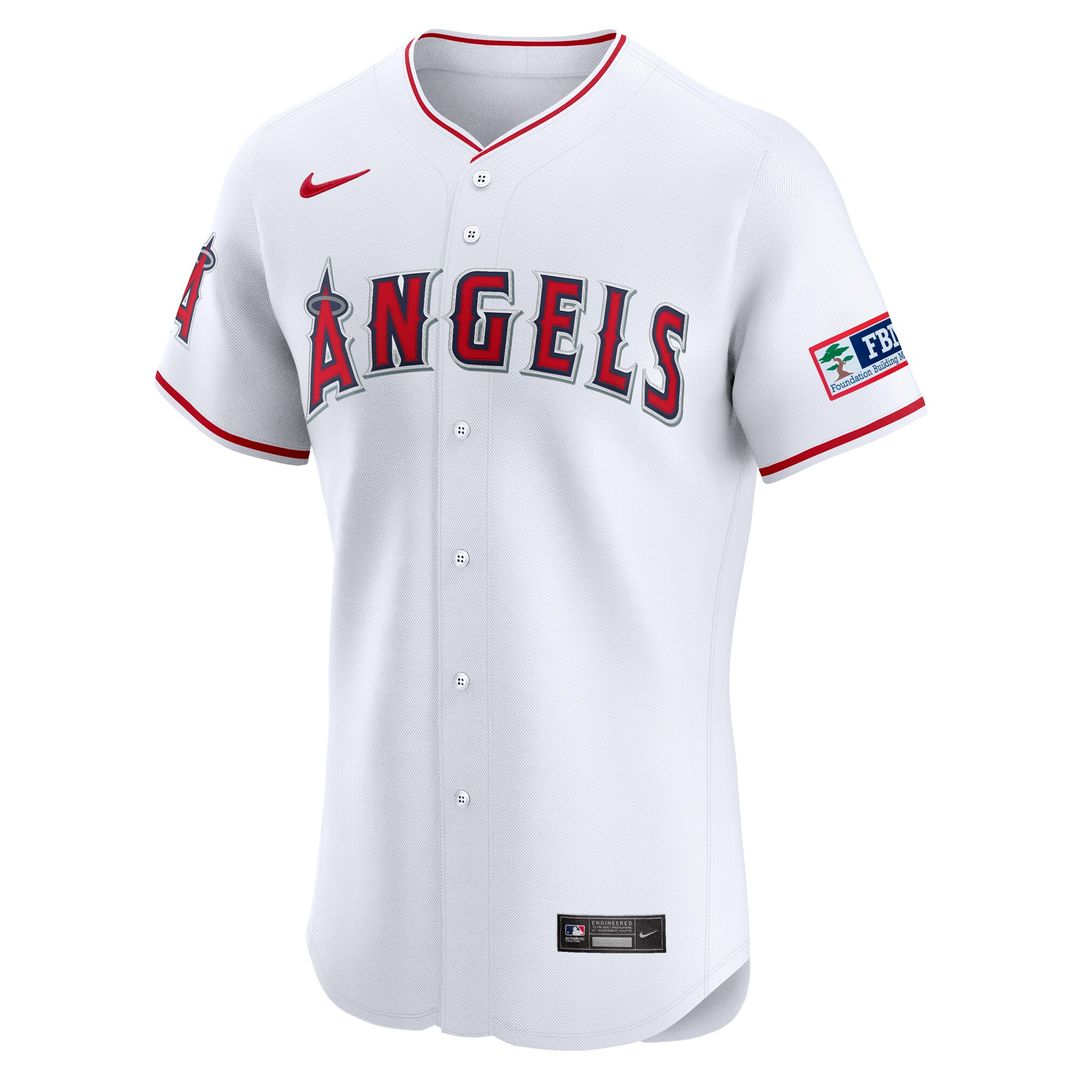 Los Angeles Angels Nike Home Elite Patch Jersey - White Official MLB Team Apparel Baseball Fan Gear