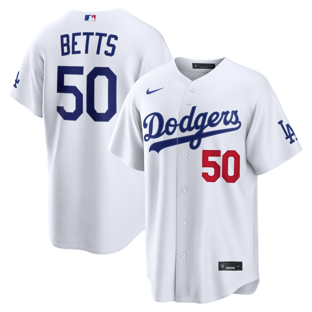 Mookie Betts Los Angeles Dodgers Nike Home Stadium Jersey - White Official MLB Team Apparel Baseball Fan Gear