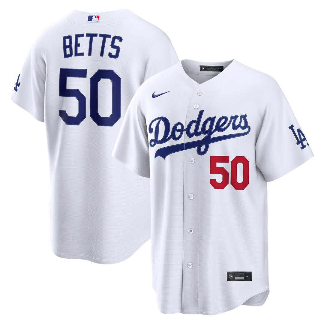 Mookie Betts Los Angeles Dodgers Nike Home Stadium Jersey - White Official MLB Team Apparel Baseball Fan Gear