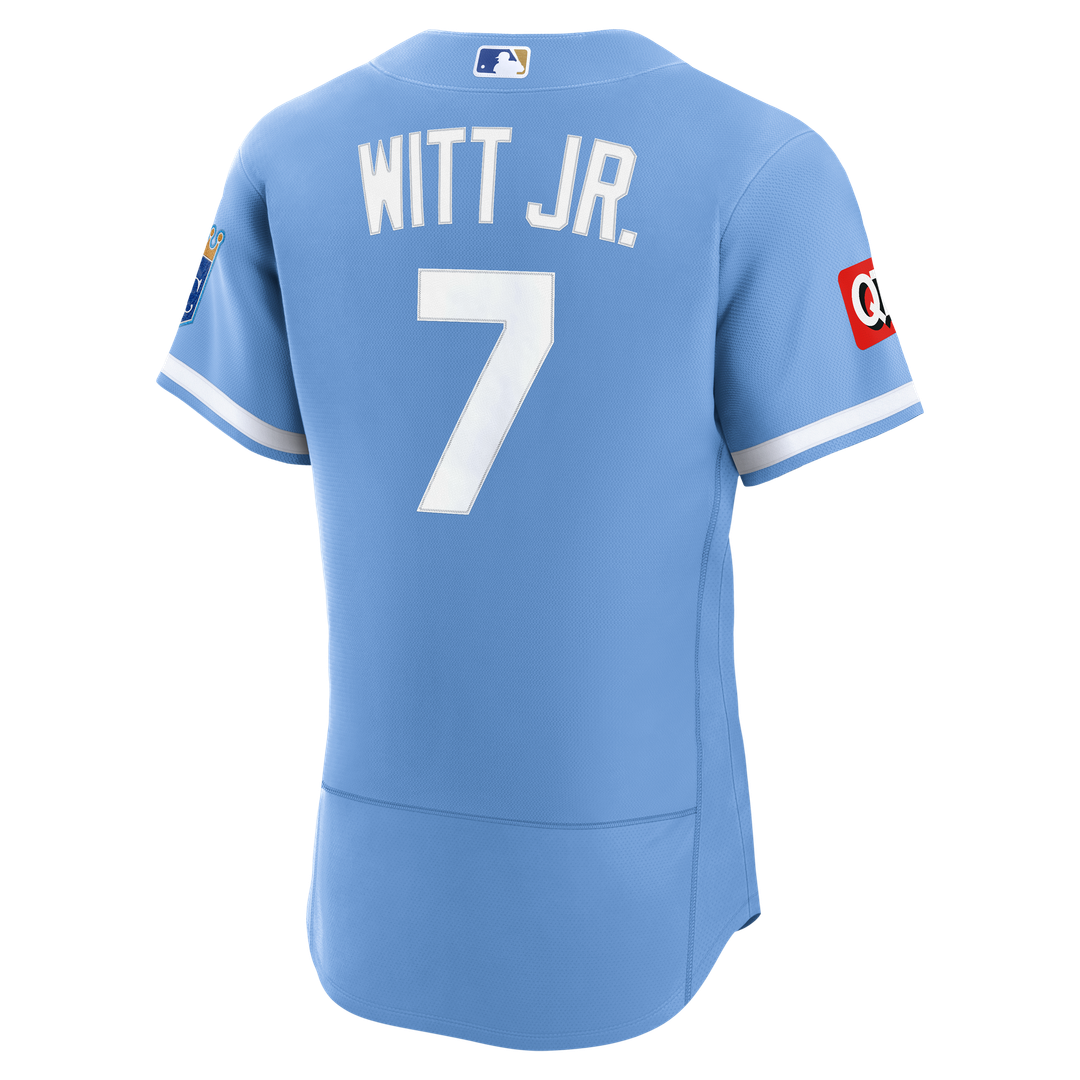 Bobby Witt Jr. Kansas City Royals Nike Alternate Authentic Sponsor Patch Jersey - Light Blue Official MLB Team Apparel Baseball Fan Gear