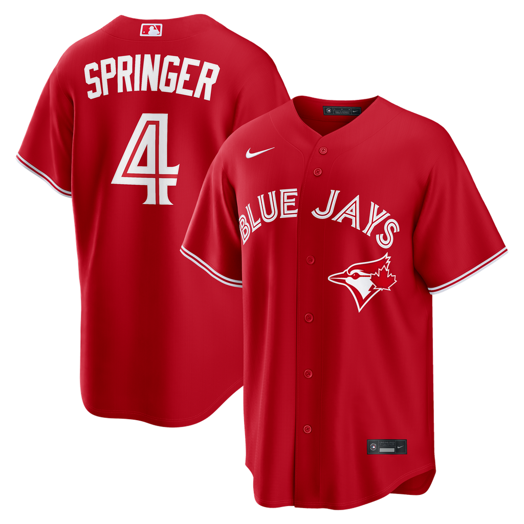George Springer Toronto Blue Jays Nike Canada Day Replica Jersey - Red Official MLB Team Apparel Baseball Fan Gear