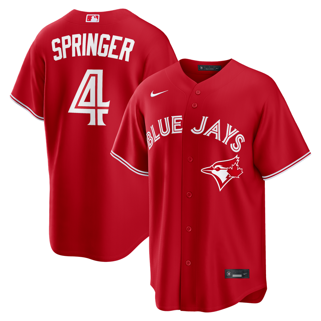 George Springer Toronto Blue Jays Nike Canada Day Replica Jersey - Red Official MLB Team Apparel Baseball Fan Gear