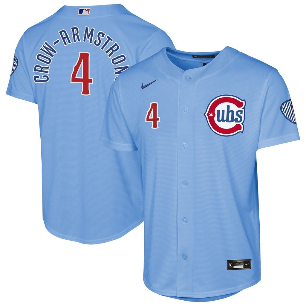 Pete Crow-Armstrong Chicago Cubs Nike Youth Alternate 2 Stadium Jersey - Light Blue Official MLB Team Apparel Baseball Fan Gear