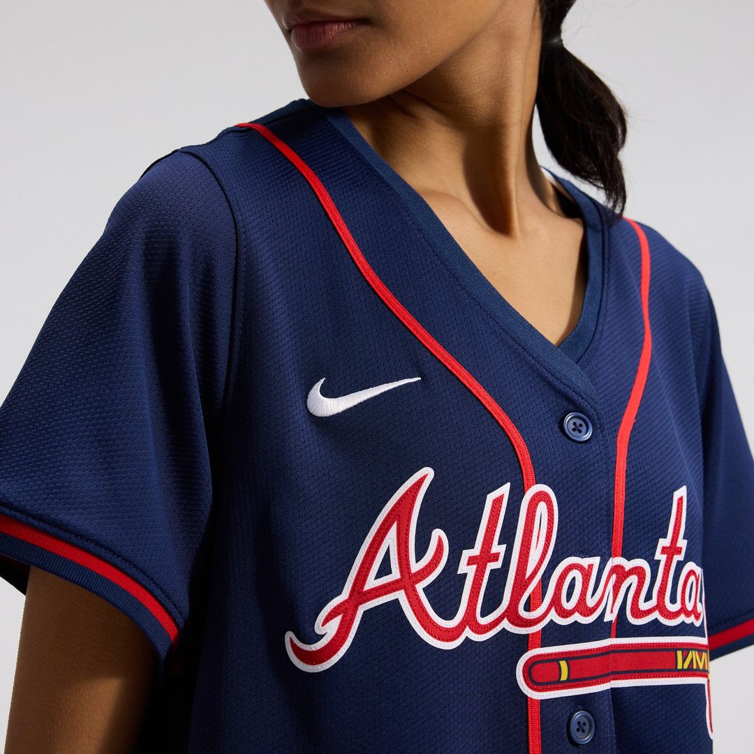 Ronald Acuña Jr. Atlanta Braves Nike Women's Alternate Limited Player Jersey – Navy Official MLB Team Apparel Baseball Fan Gear