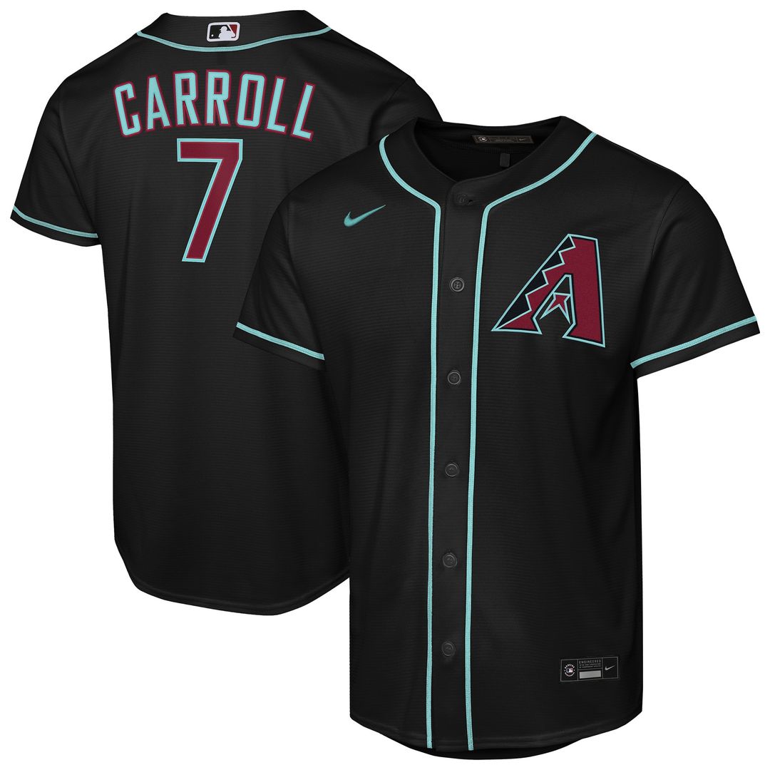 Corbin Carroll Arizona Diamondbacks Nike Youth Alternate Replica Jersey - Black Official MLB Team Apparel Baseball Fan Gear