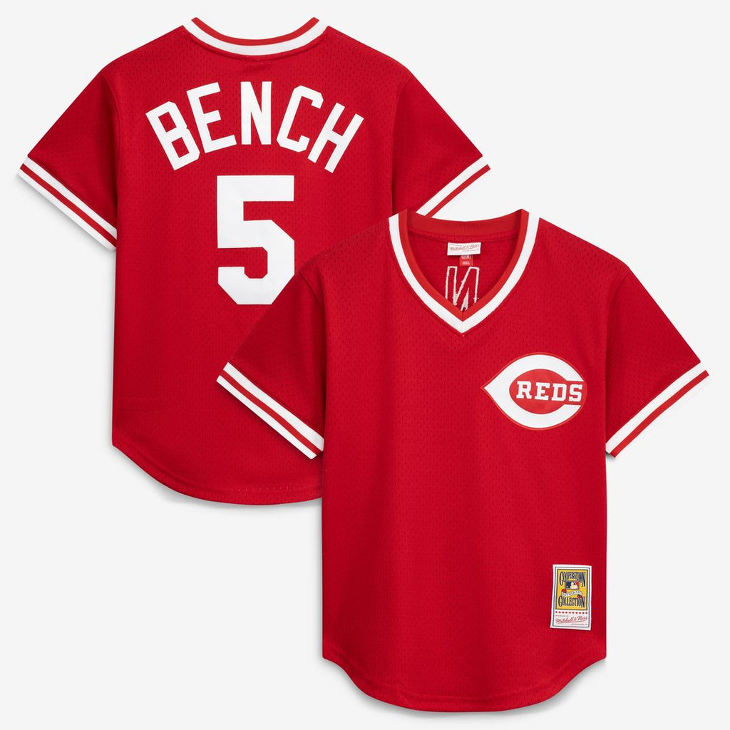 Johnny Bench Cincinnati Reds Mitchell & Ness Authentic Batting Practice Jersey - Scarlet Official MLB Team Apparel Baseball Fan Gear