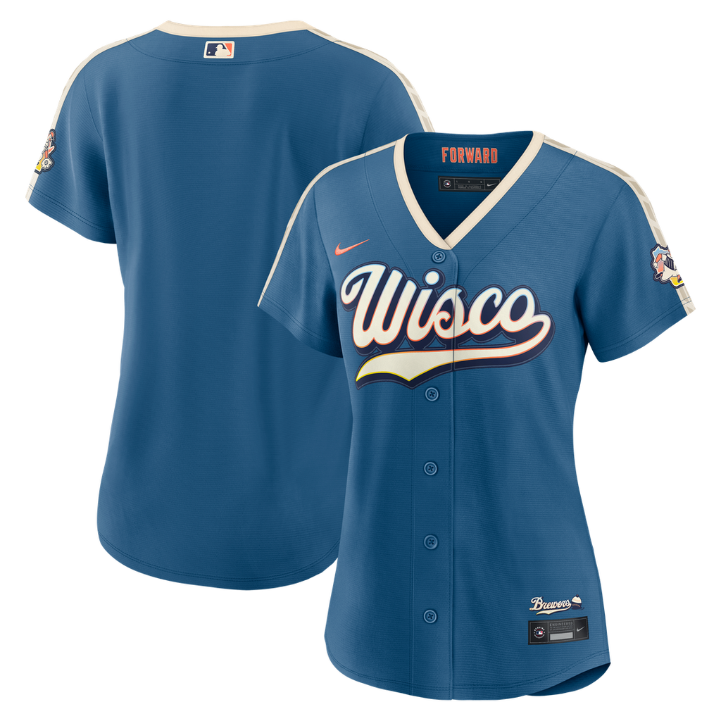 Milwaukee Brewers Nike Women's 2026 City Connect Stadium Jersey - Mineral Blue Official MLB Team Apparel Baseball Fan Gear