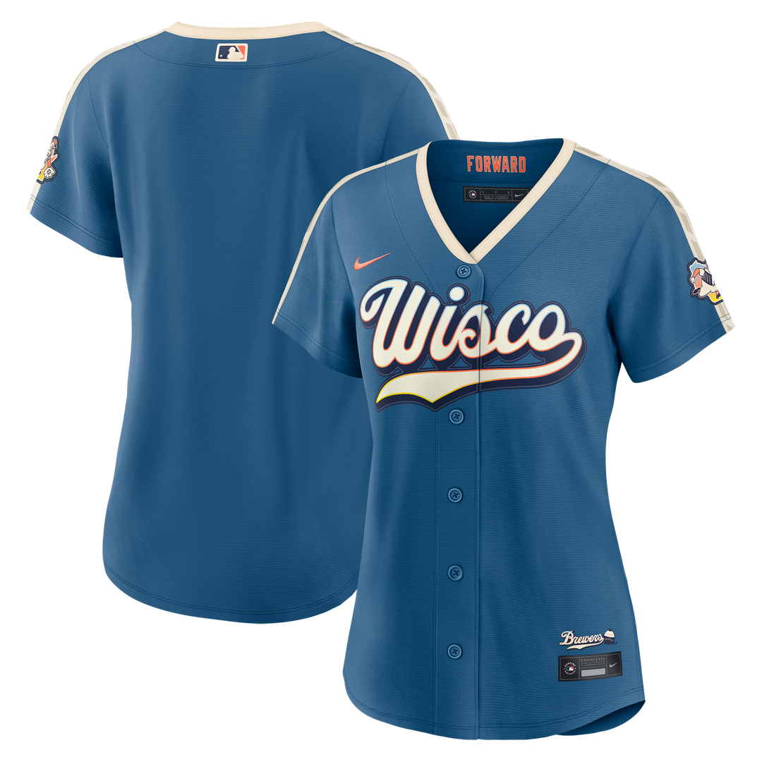 Milwaukee Brewers Nike Women's 2026 City Connect Stadium Jersey - Mineral Blue Official MLB Team Apparel Baseball Fan Gear