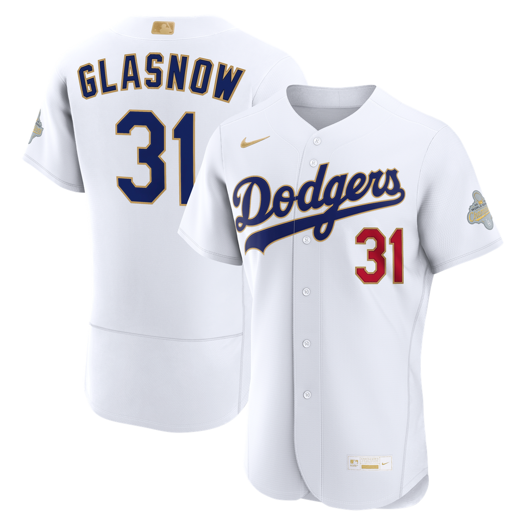 Tyler Glasnow Los Angeles Dodgers Nike 2026 Gold Collection Authentic Jersey - White Official MLB Team Apparel Baseball Fan Gear