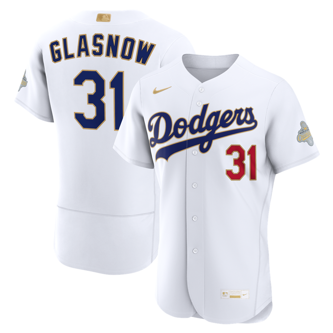 Tyler Glasnow Los Angeles Dodgers Nike 2026 Gold Collection Authentic Jersey - White Official MLB Team Apparel Baseball Fan Gear