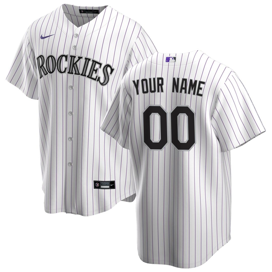 Colorado Rockies Nike Home Replica Custom Jersey - White Official MLB Team Apparel Baseball Fan Gear