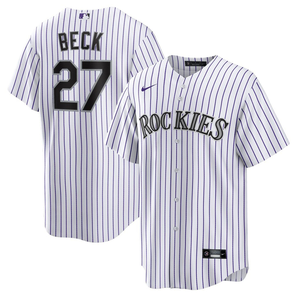 Jordan Beck Colorado Rockies Nike Home Replica Jersey - White Official MLB Team Apparel Baseball Fan Gear