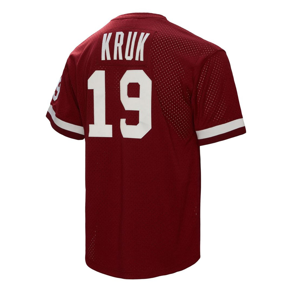 John Kruk Philadelphia Phillies Mitchell & Ness Big & Tall Cooperstown Collection Mesh Batting Practice Jersey - Burgundy Official MLB Team Apparel Ba