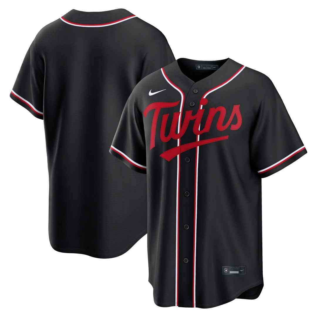 Minnesota Twins Nike Fashion Replica Black Out Jersey Official MLB Team Apparel Baseball Fan Gear