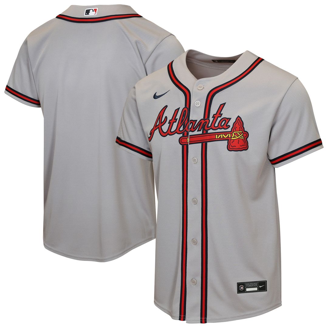 Atlanta Braves Nike Youth Road Replica Jersey - Gray Official MLB Team Apparel Baseball Fan Gear