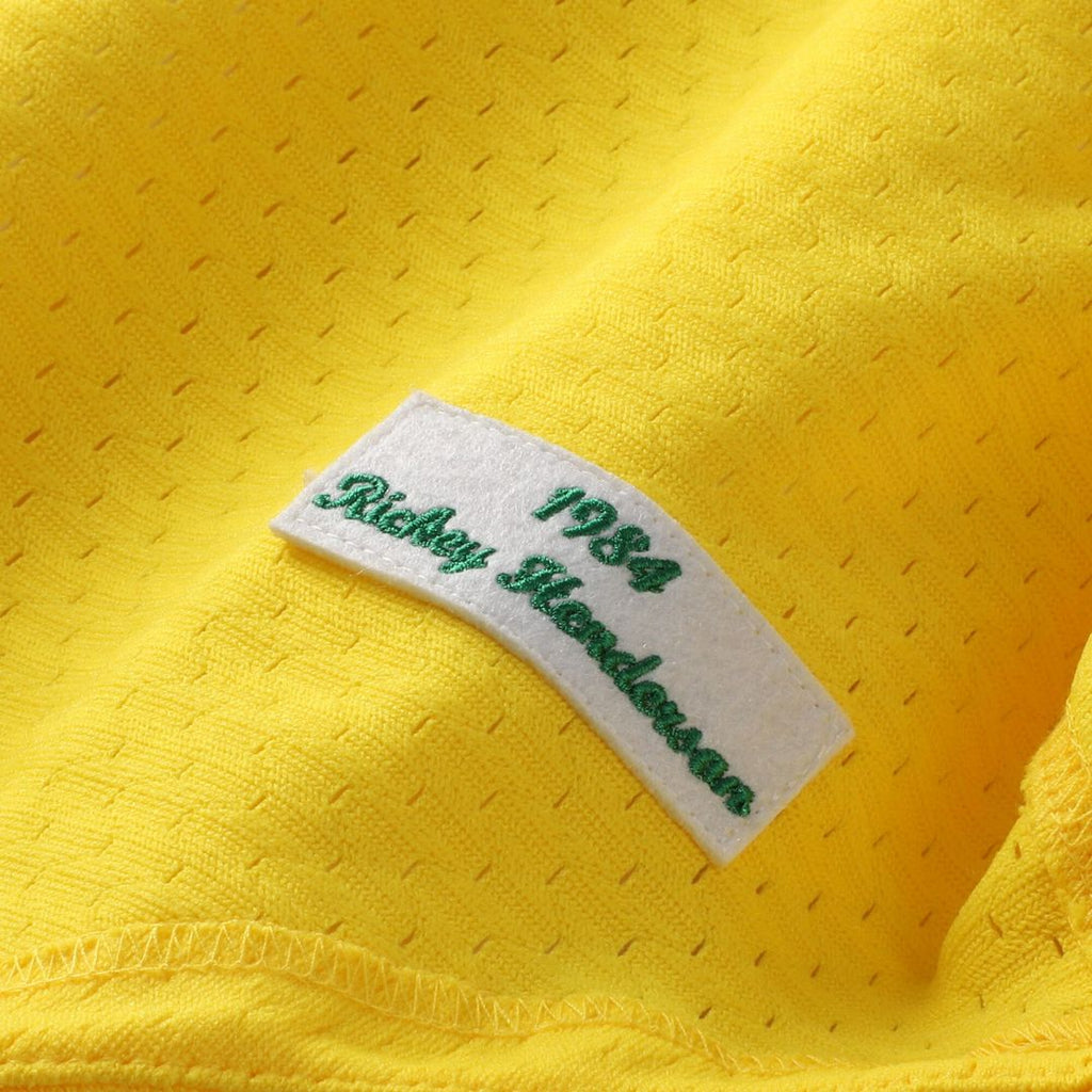 Rickey Henderson Athletics Mitchell & Ness Authentic Batting Practice Jersey - Yellow Official MLB Team Apparel Baseball Fan Gear