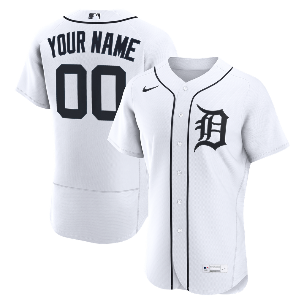 Detroit Tigers Nike Home Authentic Custom Jersey - White Official MLB Team Apparel Baseball Fan Gear