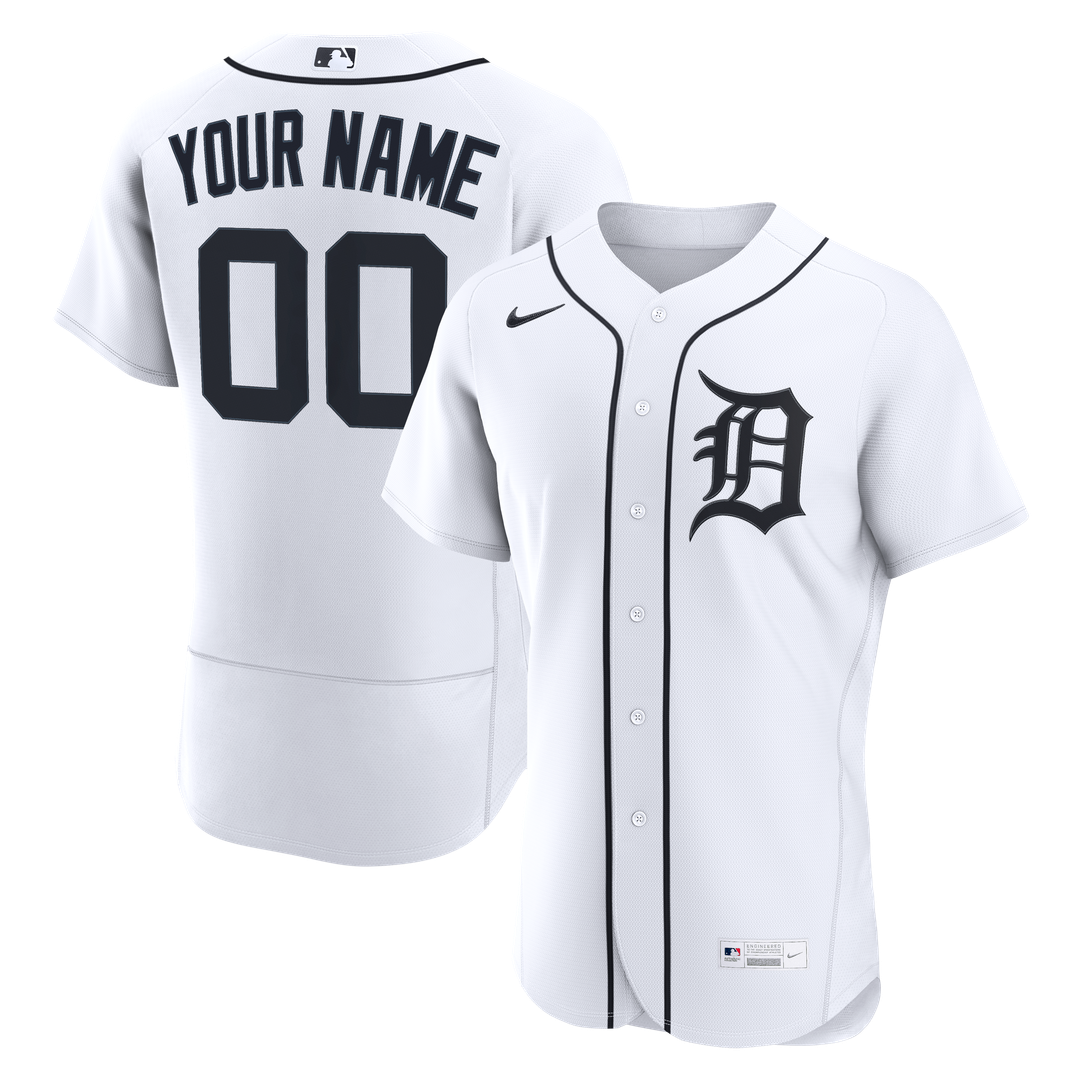 Detroit Tigers Nike Home Authentic Custom Jersey - White Official MLB Team Apparel Baseball Fan Gear