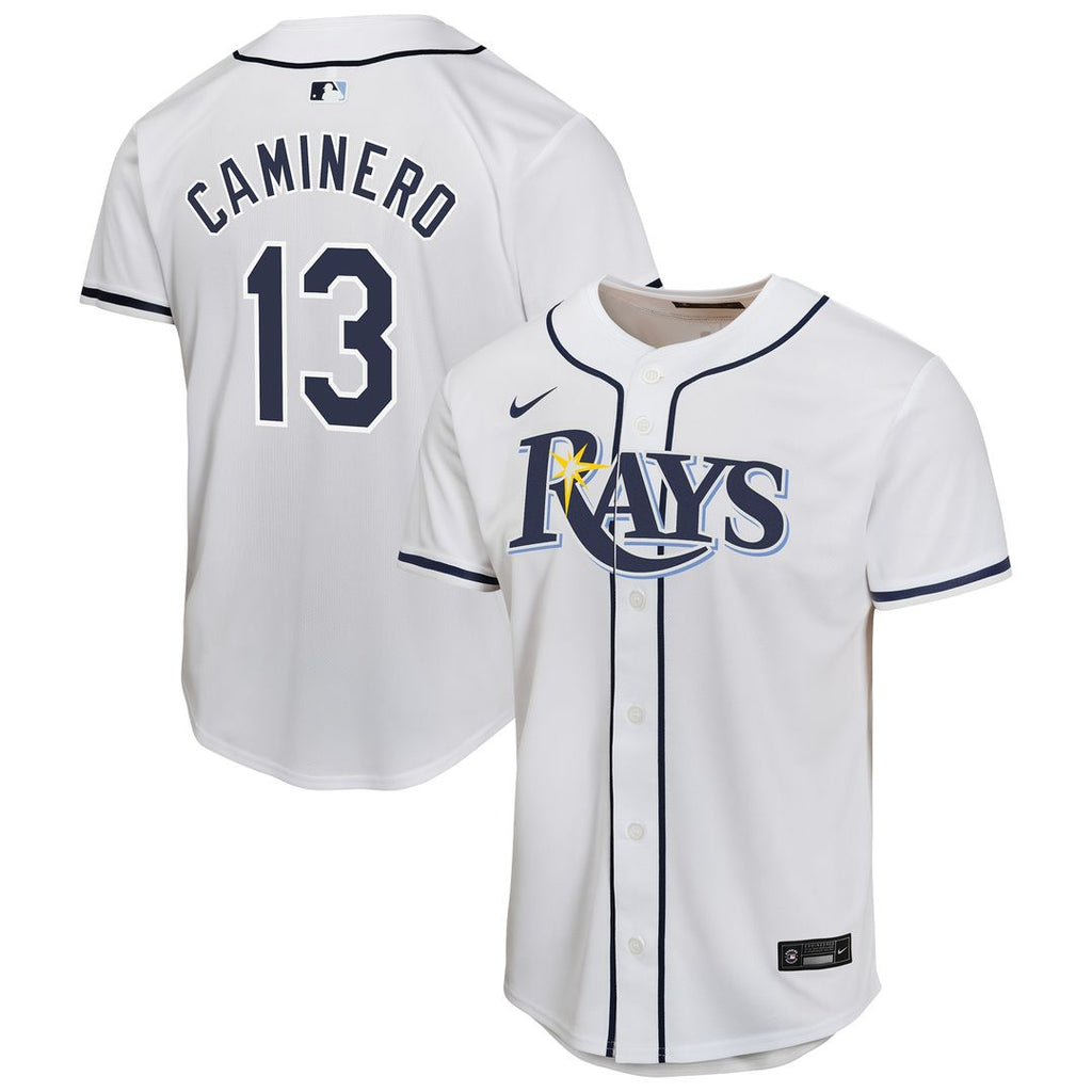 Junior Caminero Tampa Bay Rays Nike Youth Home Player Game Jersey - White Official MLB Team Apparel Baseball Fan Gear