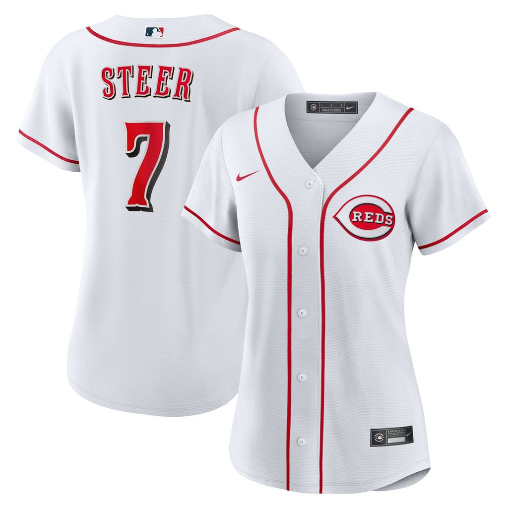 Spencer Steer Cincinnati Reds Nike Women's Home Replica Jersey - White Official MLB Team Apparel Baseball Fan Gear