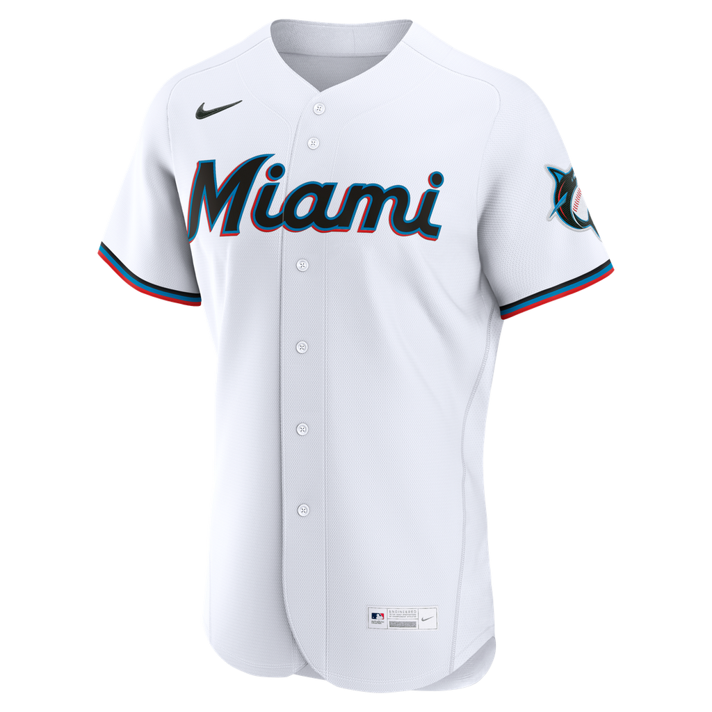Miami Marlins Nike Home Authentic Custom Jersey - White Official MLB Team Apparel Baseball Fan Gear
