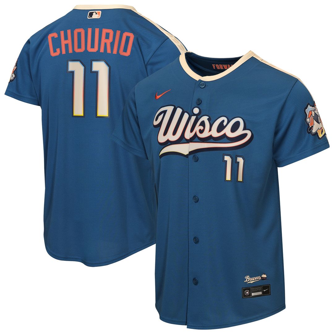 Jackson Chourio Milwaukee Brewers Nike Youth 2026 City Connect Stadium Jersey - Mineral Blue Official MLB Team Apparel Baseball Fan Gear