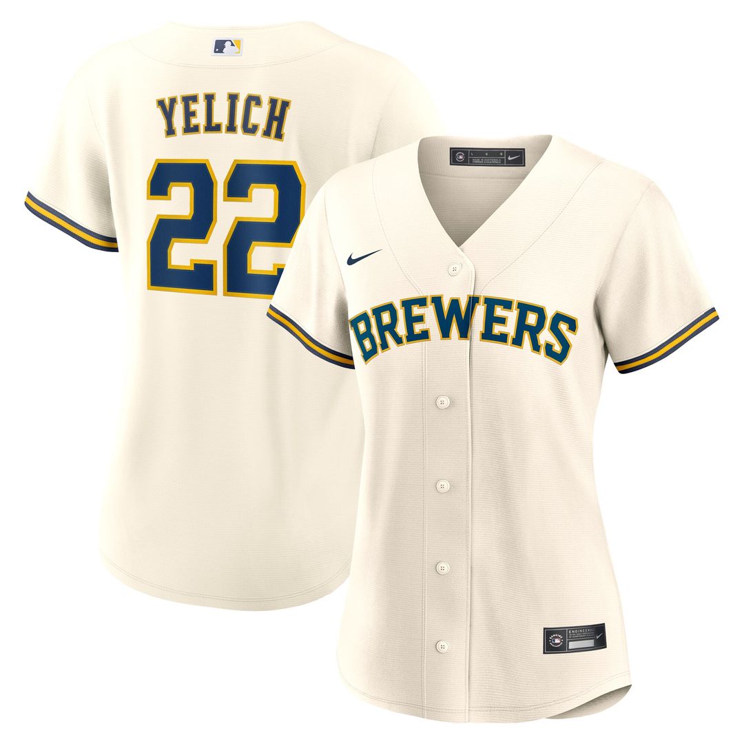 Christian Yelich Milwaukee Brewers Nike Women's Home Replica Jersey - White Official MLB Team Apparel Baseball Fan Gear