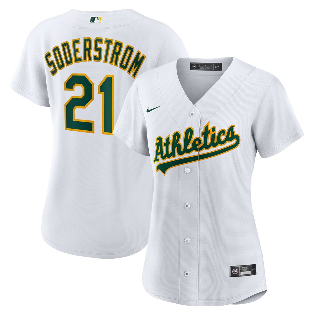 Tyler Soderstrom Athletics Nike Women's Home Replica Jersey - White Official MLB Team Apparel Baseball Fan Gear