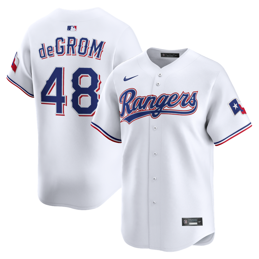 Jacob deGrom Texas Rangers Nike Home Limited Jersey - White Official MLB Team Apparel Baseball Fan Gear