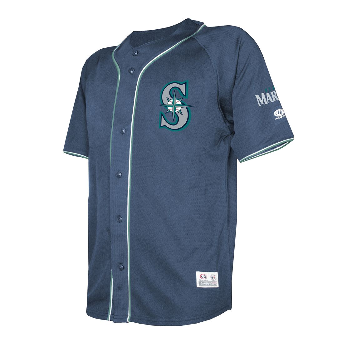 Seattle Mariners Stitches Team Color Full-Button Fashion Jersey - Navy Official MLB Team Apparel Baseball Fan Gear