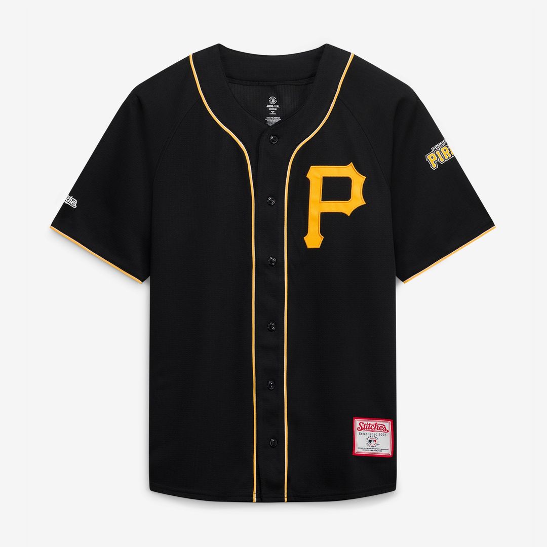 Pittsburgh Pirates Stitches Team Color Full-Button Fashion Jersey - Black Official MLB Team Apparel Baseball Fan Gear