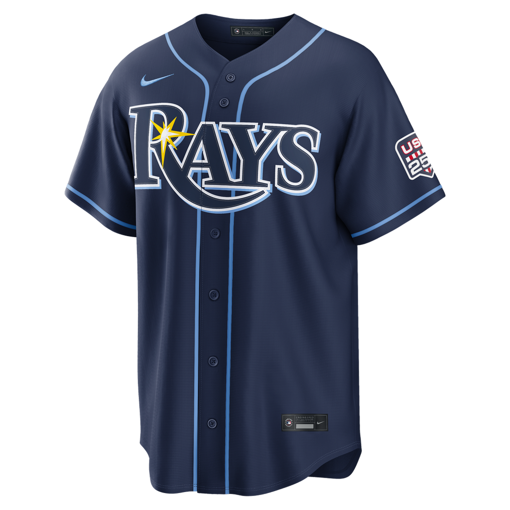 Junior Caminero Tampa Bay Rays Nike USA 250 Fourth of July Road Stadium Jersey - Navy Official MLB Team Apparel Baseball Fan Gear
