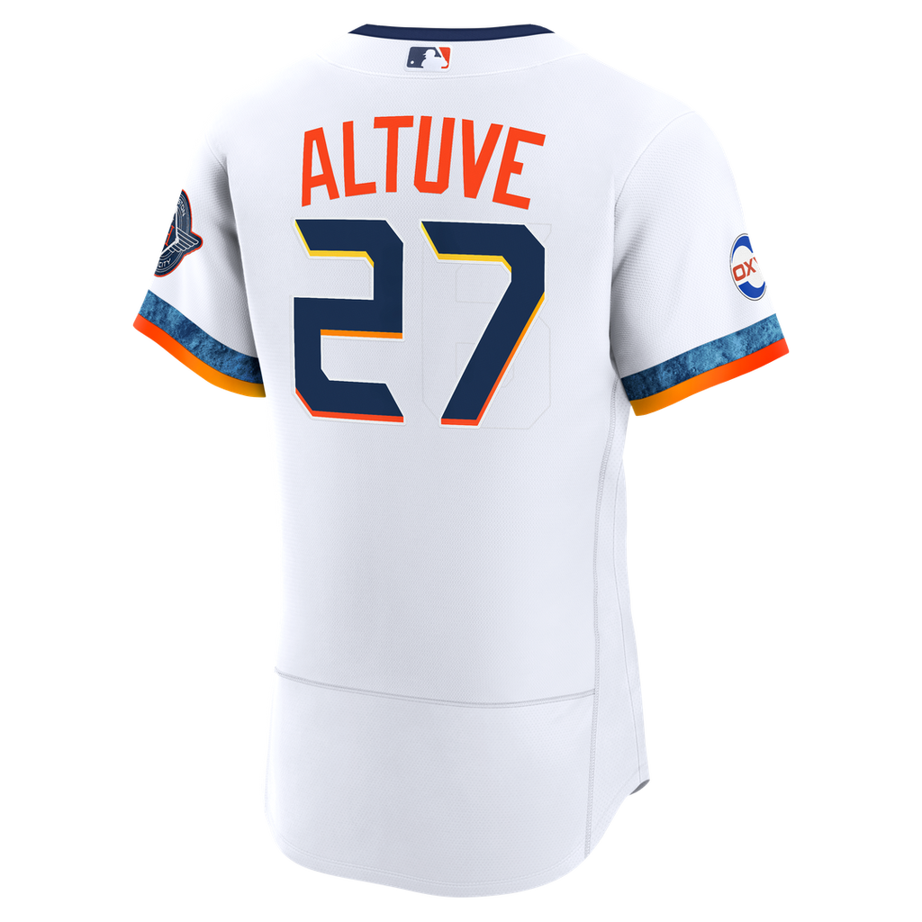Jose Altuve Houston Astros Nike City Connect Authentic Sponsor Patch Jersey - White Official MLB Team Apparel Baseball Fan Gear