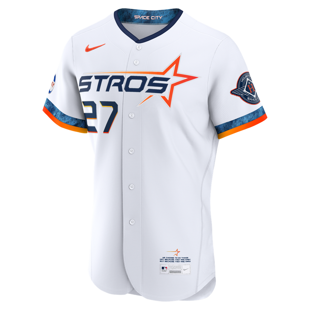 Jose Altuve Houston Astros Nike City Connect Authentic Sponsor Patch Jersey - White Official MLB Team Apparel Baseball Fan Gear