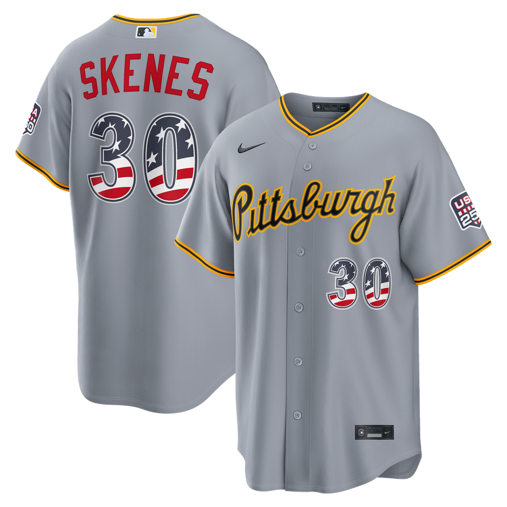 Paul Skenes Pittsburgh Pirates Nike USA 250 Fourth of July Road Stadium Jersey - Gray Official MLB Team Apparel Baseball Fan Gear