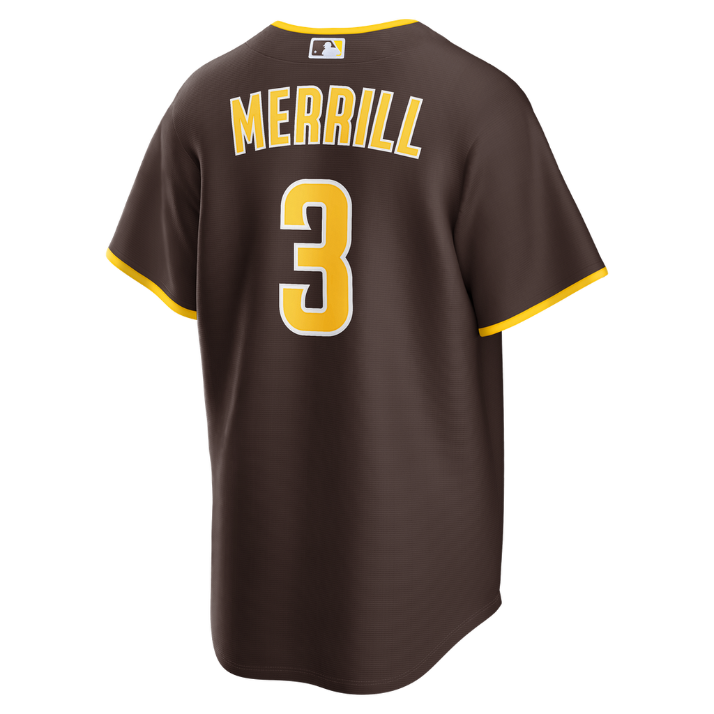 Jackson Merrill San Diego Padres Nike Road Replica Jersey - Brown Official MLB Team Apparel Baseball Fan Gear