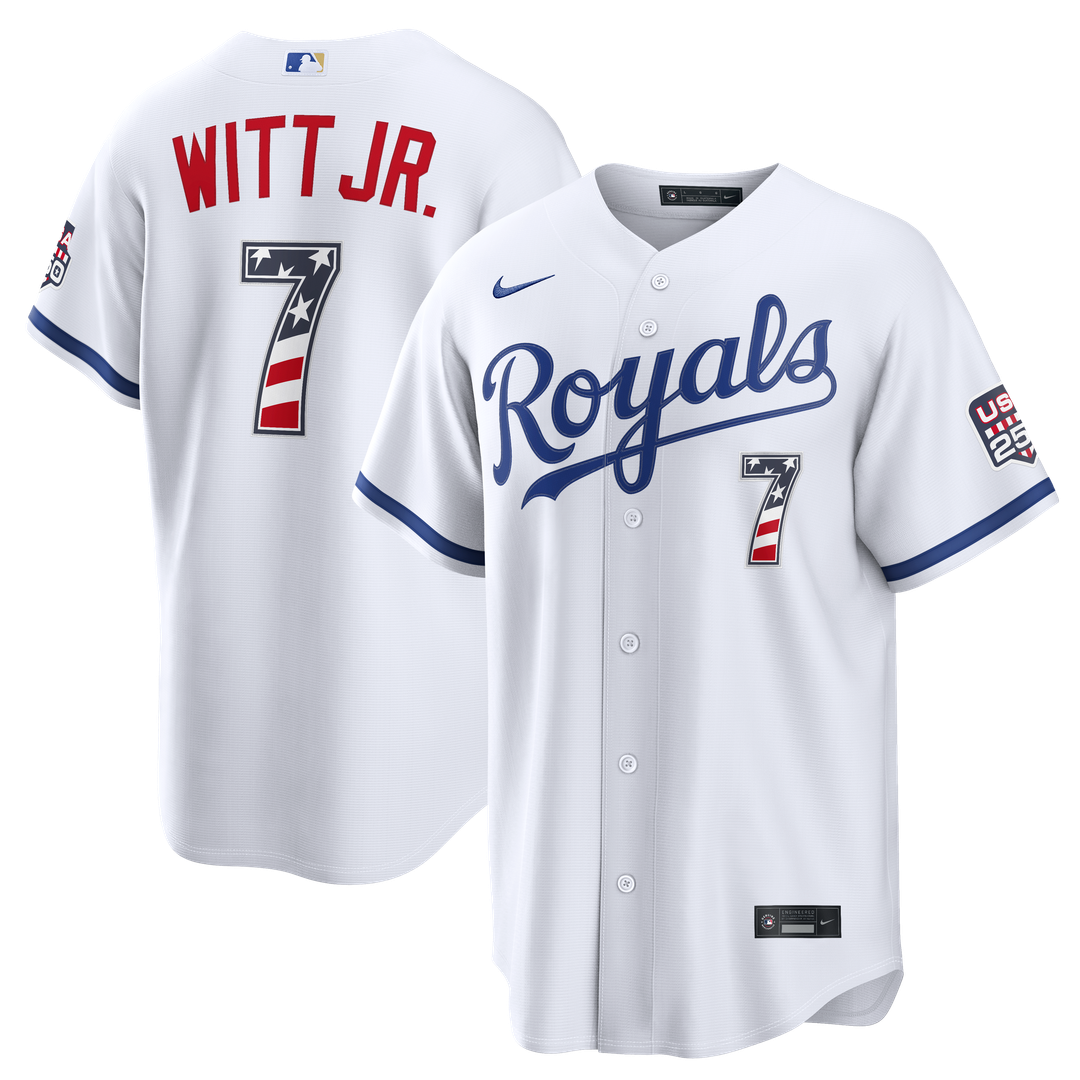 Bobby Witt Jr. Kansas City Royals Nike USA 250 Fourth of July Home Stadium Jersey - White Official MLB Team Apparel Baseball Fan Gear