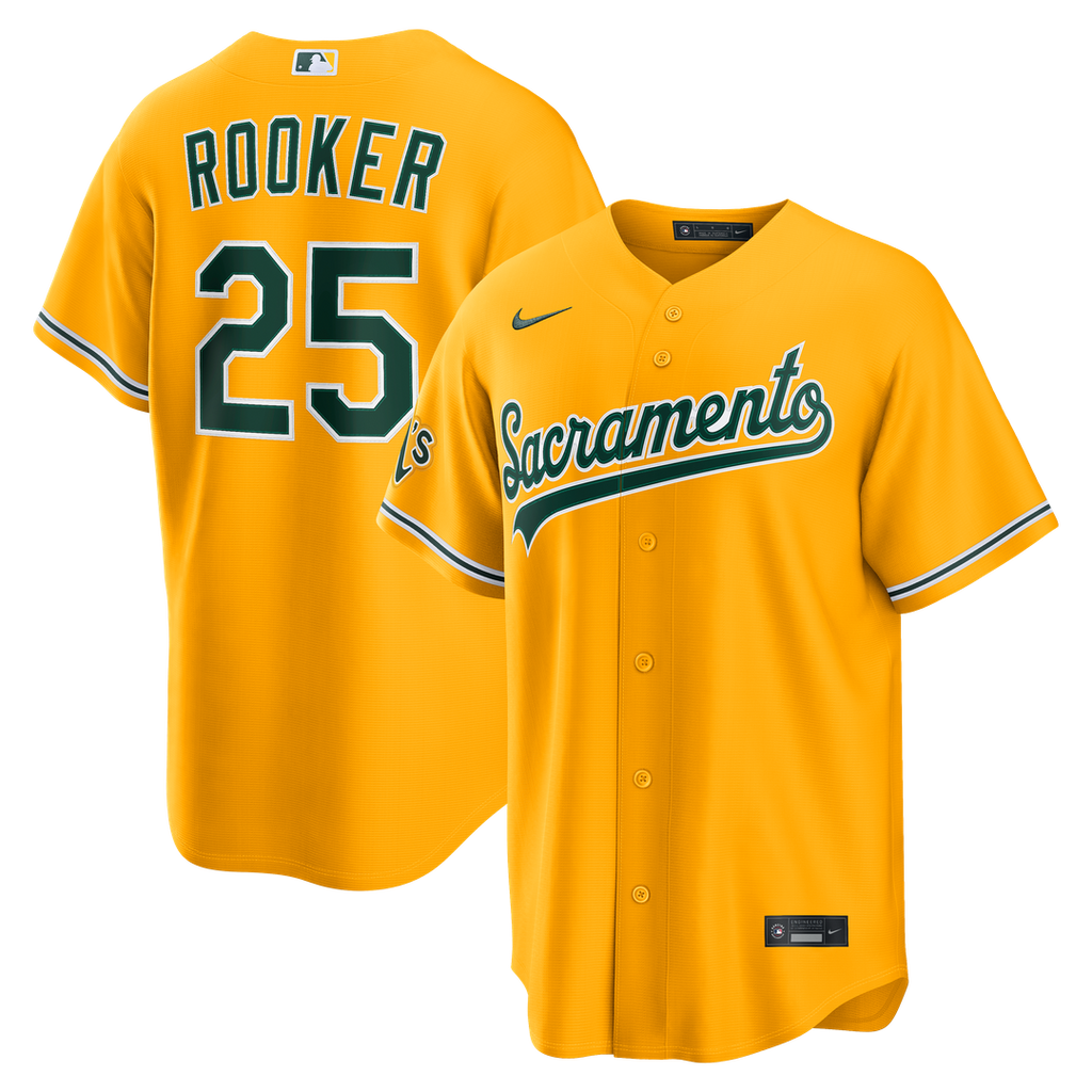Brent Rooker Athletics Nike Alternate Stadium Jersey - Gold Official MLB Team Apparel Baseball Fan Gear
