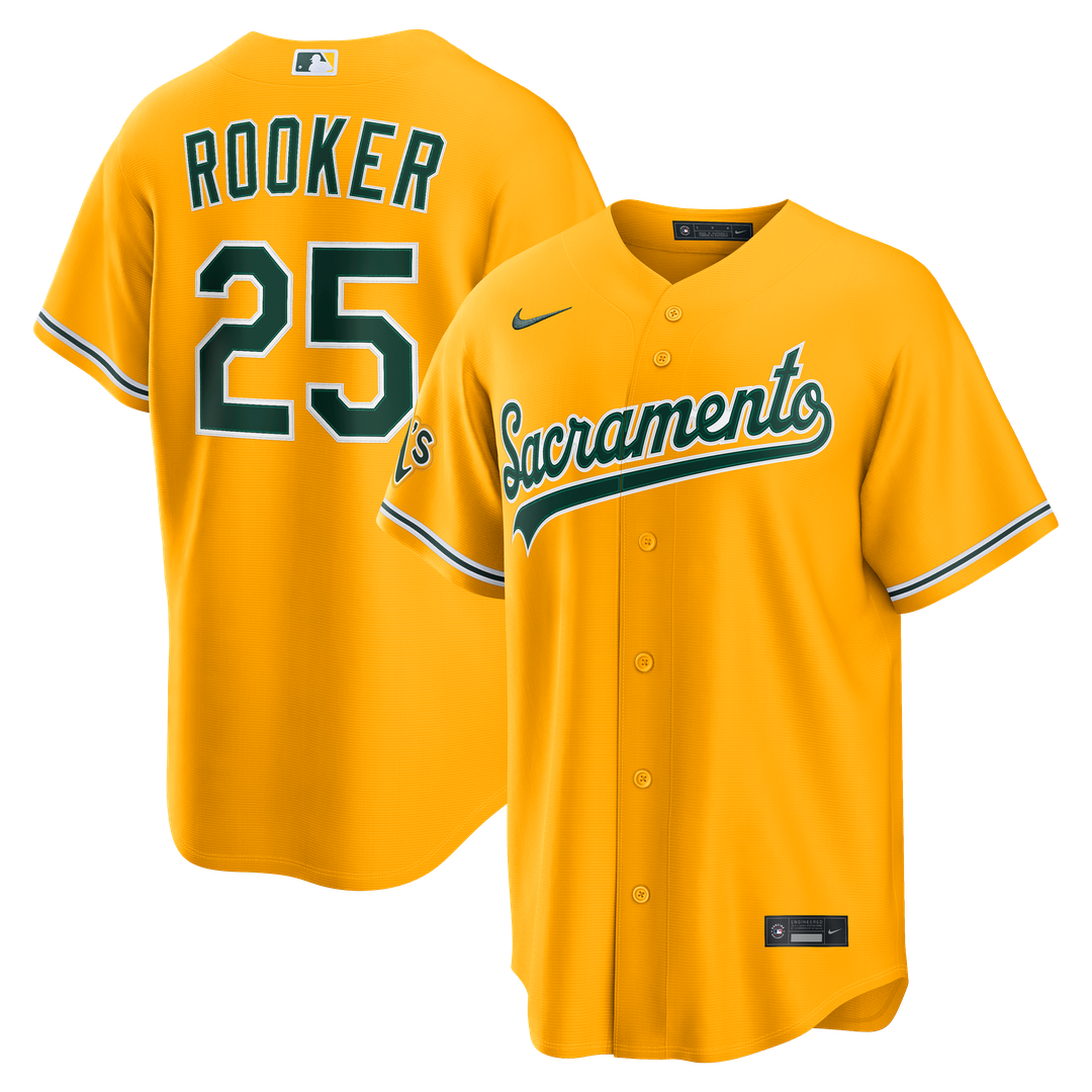 Brent Rooker Athletics Nike Alternate Stadium Jersey - Gold Official MLB Team Apparel Baseball Fan Gear
