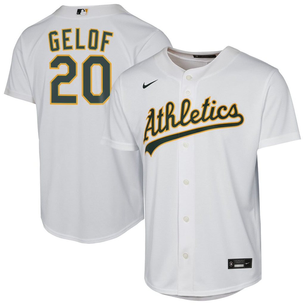 Zack Gelof Athletics Nike Youth Home Replica Player Jersey - White Official MLB Team Apparel Baseball Fan Gear