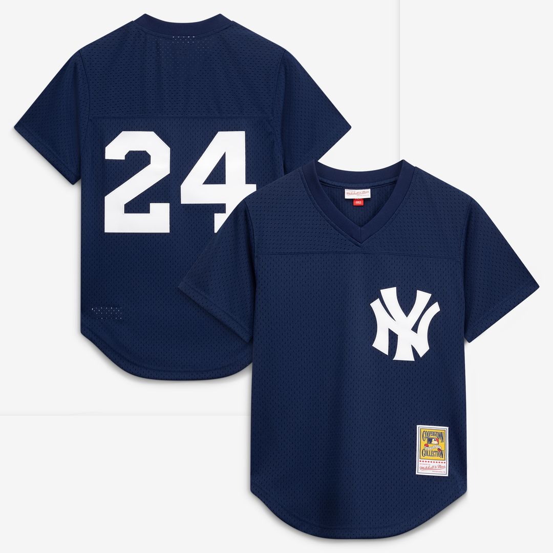 Rickey Henderson New York Yankees Mitchell & Ness Cooperstown Collection Mesh Batting Practice Button-Up Jersey - Navy Official MLB Team Apparel Baseb