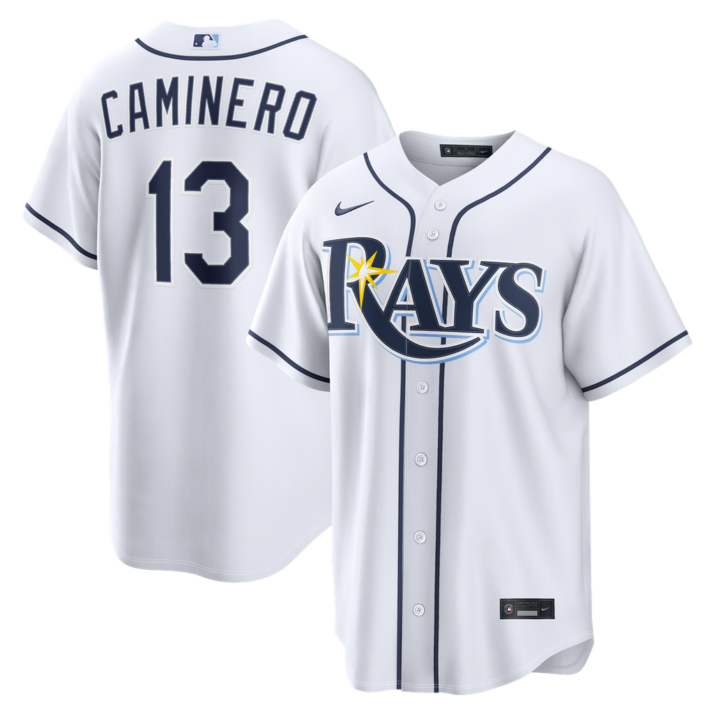 Junior Caminero Tampa Bay Rays Nike Home Replica Jersey - White Official MLB Team Apparel Baseball Fan Gear