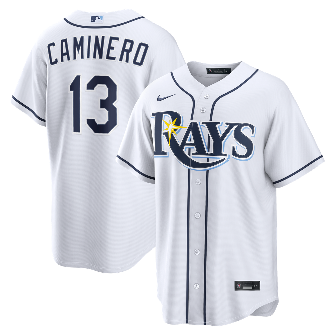 Junior Caminero Tampa Bay Rays Nike Home Replica Jersey - White Official MLB Team Apparel Baseball Fan Gear