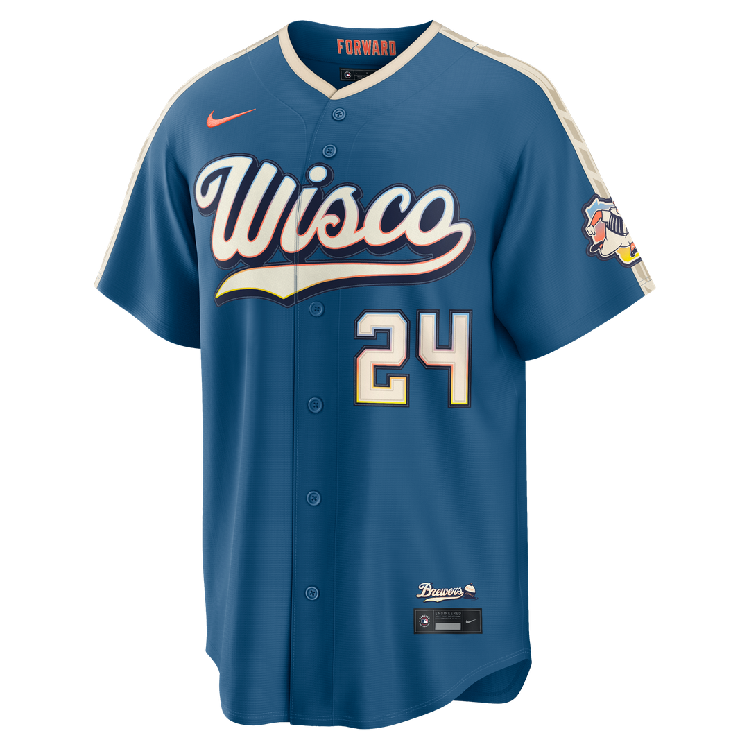 William Contreras Milwaukee Brewers Nike 2026 City Connect Stadium Jersey - Mineral Blue Official MLB Team Apparel Baseball Fan Gear