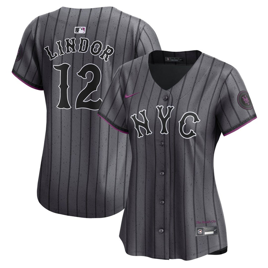 Francisco Lindor New York Mets Nike Women's City Connect Limited Jersey - Gray Official MLB Team Apparel Baseball Fan Gear