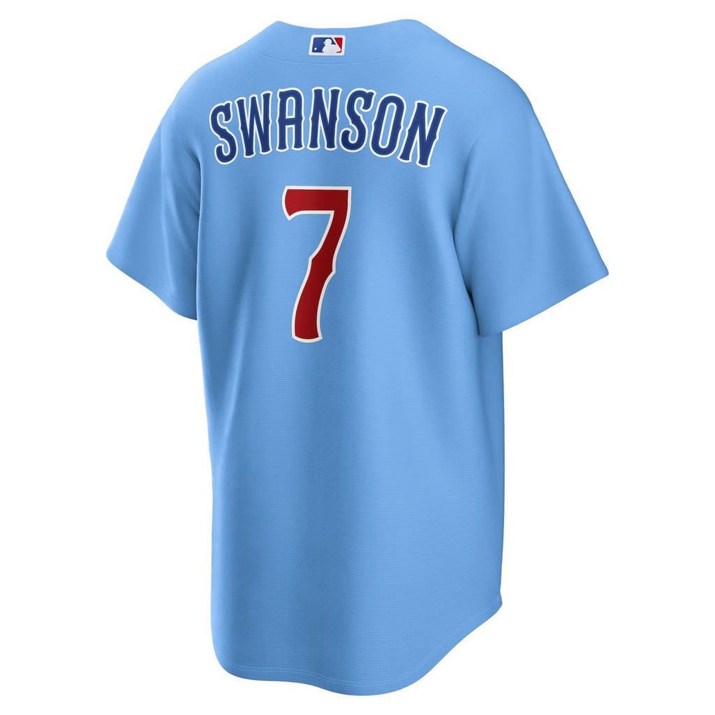 Dansby Swanson Chicago Cubs Nike Alternate Replica Jersey - Light Blue Official MLB Team Apparel Baseball Fan Gear