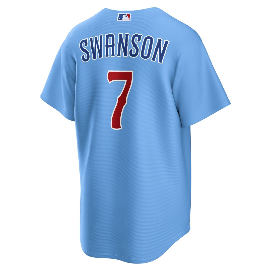 Dansby Swanson Chicago Cubs Nike Alternate Replica Jersey - Light Blue Official MLB Team Apparel Baseball Fan Gear