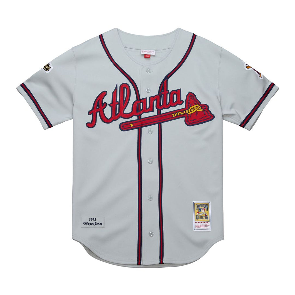 Chipper Jones Atlanta Braves Mitchell & Ness 1995 Throwback Authentic Jersey - Gray Official MLB Team Apparel Baseball Fan Gear