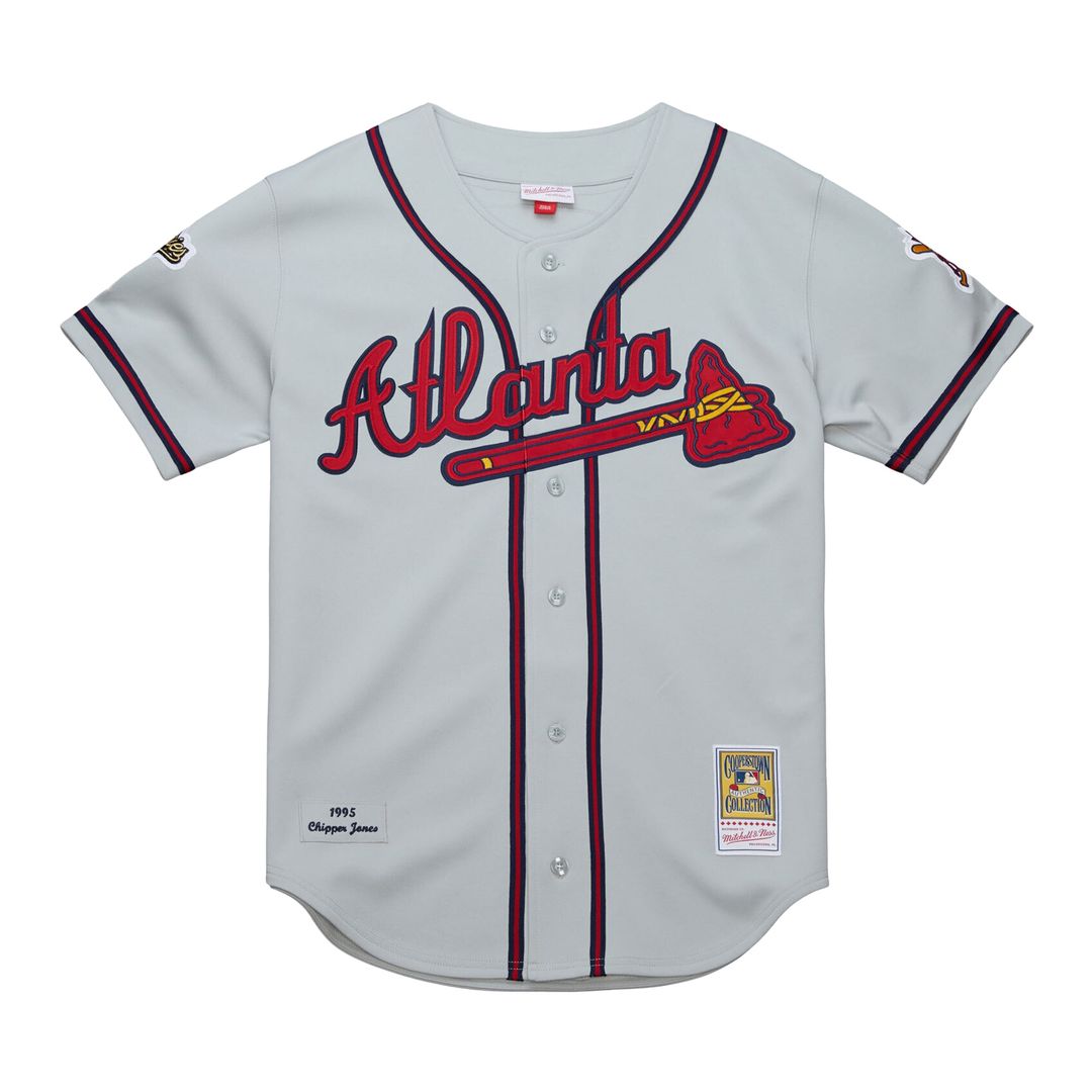Chipper Jones Atlanta Braves Mitchell & Ness 1995 Throwback Authentic Jersey - Gray Official MLB Team Apparel Baseball Fan Gear