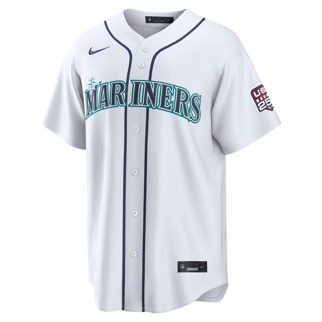 Cal Raleigh Seattle Mariners Nike USA 250 Fourth of July Home Stadium Jersey - White Official MLB Team Apparel Baseball Fan Gear